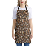 Coffee And Dessert Drawing Pattern Print Apron