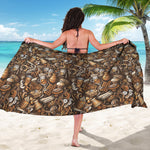 Coffee And Dessert Drawing Pattern Print Beach Sarong Wrap