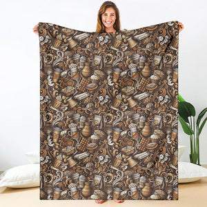 Coffee And Dessert Drawing Pattern Print Blanket