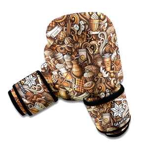 Coffee And Dessert Drawing Pattern Print Boxing Gloves