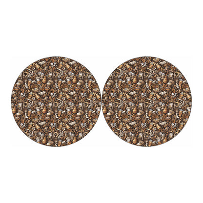 Coffee And Dessert Drawing Pattern Print Car Coasters