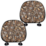Coffee And Dessert Drawing Pattern Print Car Headrest Covers