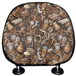 Coffee And Dessert Drawing Pattern Print Car Headrest Covers