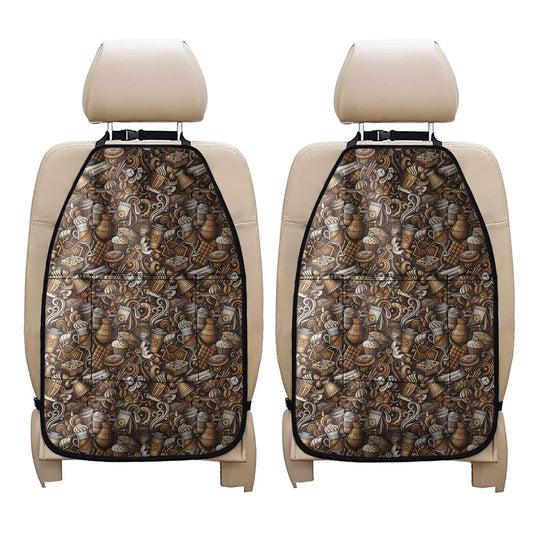 Coffee And Dessert Drawing Pattern Print Car Seat Organizers