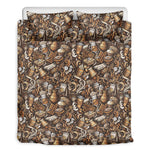 Coffee And Dessert Drawing Pattern Print Duvet Cover Bedding Set