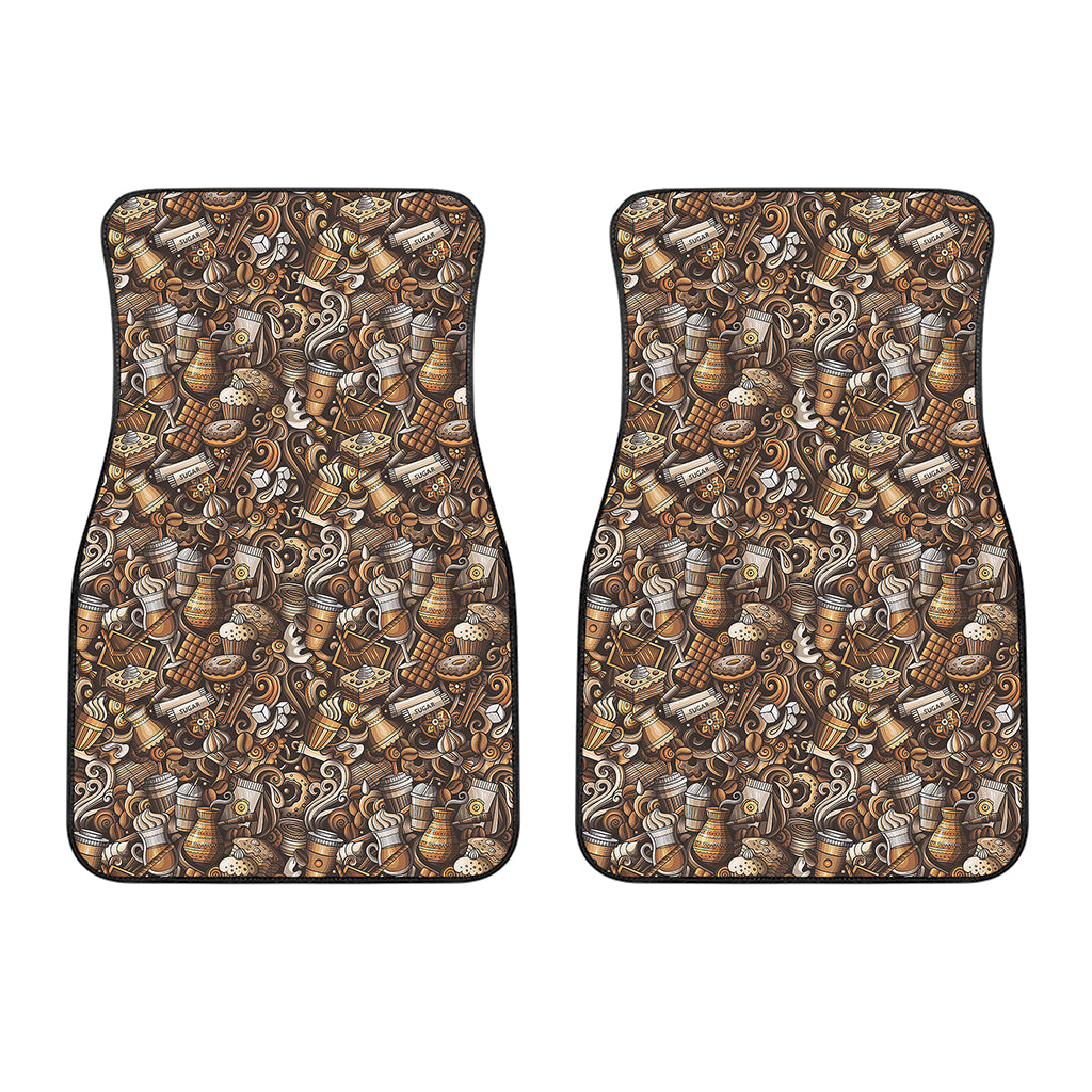 Coffee And Dessert Drawing Pattern Print Front Car Floor Mats