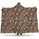 Coffee And Dessert Drawing Pattern Print Hooded Blanket