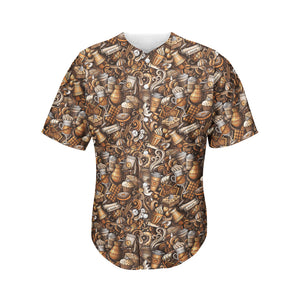 Coffee And Dessert Drawing Pattern Print Men's Baseball Jersey