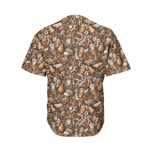 Coffee And Dessert Drawing Pattern Print Men's Baseball Jersey