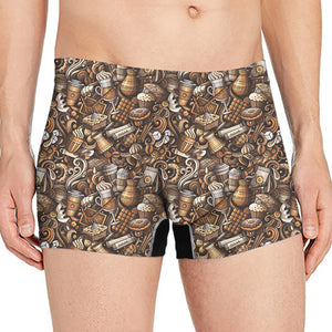 Coffee And Dessert Drawing Pattern Print Men's Boxer Briefs