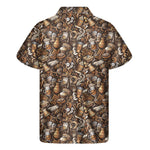 Coffee And Dessert Drawing Pattern Print Men's Short Sleeve Shirt