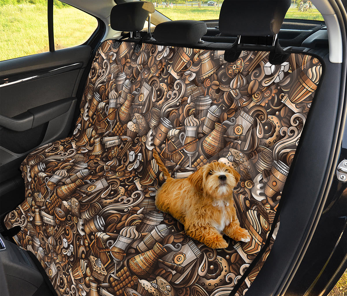 Coffee And Dessert Drawing Pattern Print Pet Car Back Seat Cover