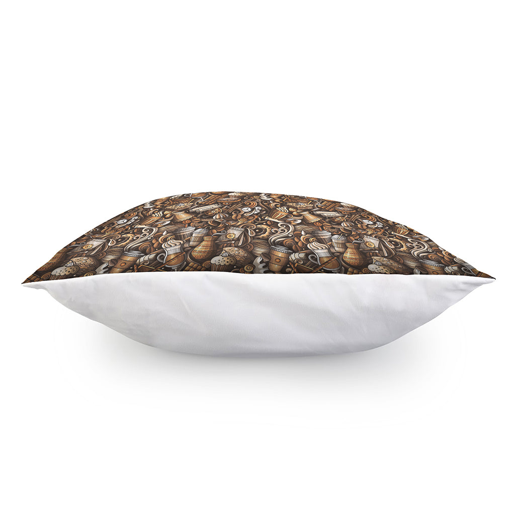 Coffee And Dessert Drawing Pattern Print Pillow Cover