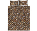 Coffee And Dessert Drawing Pattern Print Quilt Bed Set