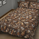 Coffee And Dessert Drawing Pattern Print Quilt Bed Set