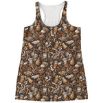 Coffee And Dessert Drawing Pattern Print Women's Racerback Tank Top