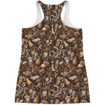Coffee And Dessert Drawing Pattern Print Women's Racerback Tank Top