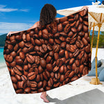 Coffee Beans Print Beach Sarong Wrap