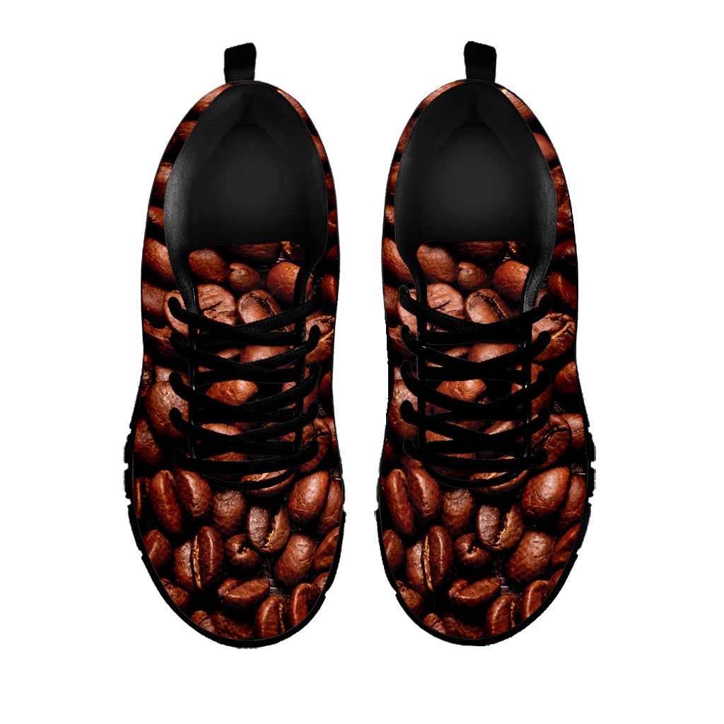Coffee Beans Print Black Sneakers