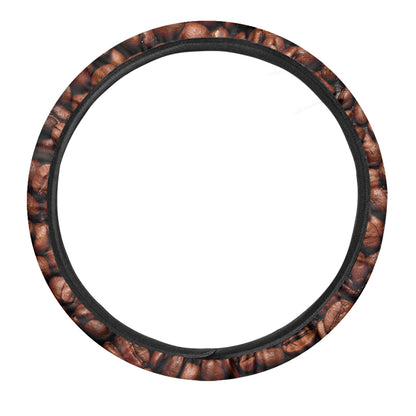 Coffee Beans Print Car Steering Wheel Cover