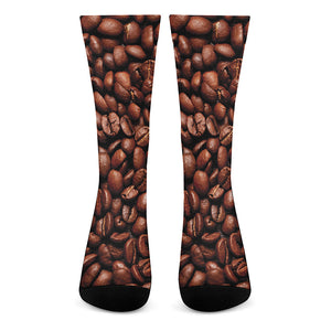 Coffee Beans Print Crew Socks