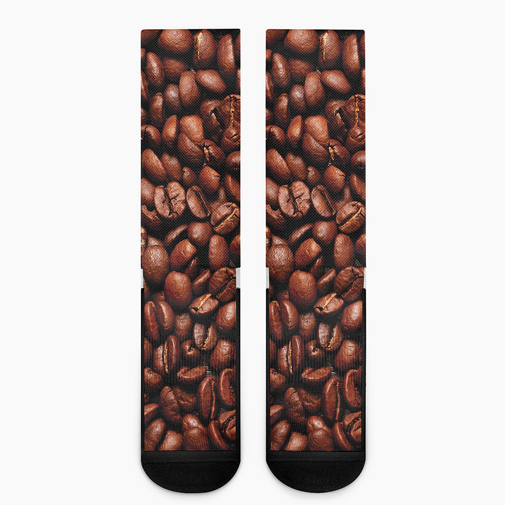 Coffee Beans Print Crew Socks