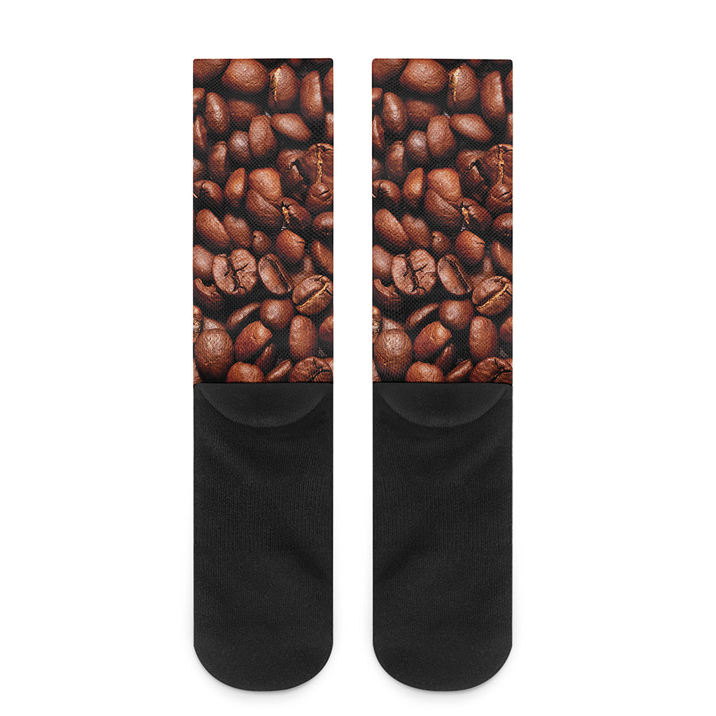 Coffee Beans Print Crew Socks