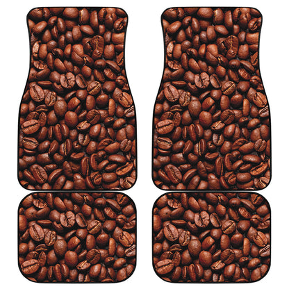 Coffee Beans Print Front and Back Car Floor Mats