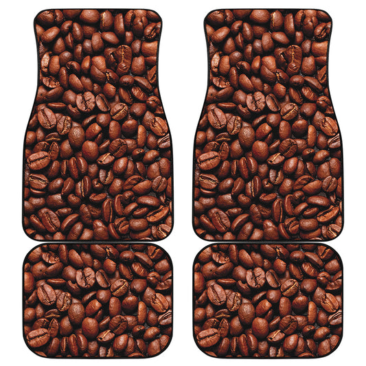 Coffee Beans Print Front and Back Car Floor Mats