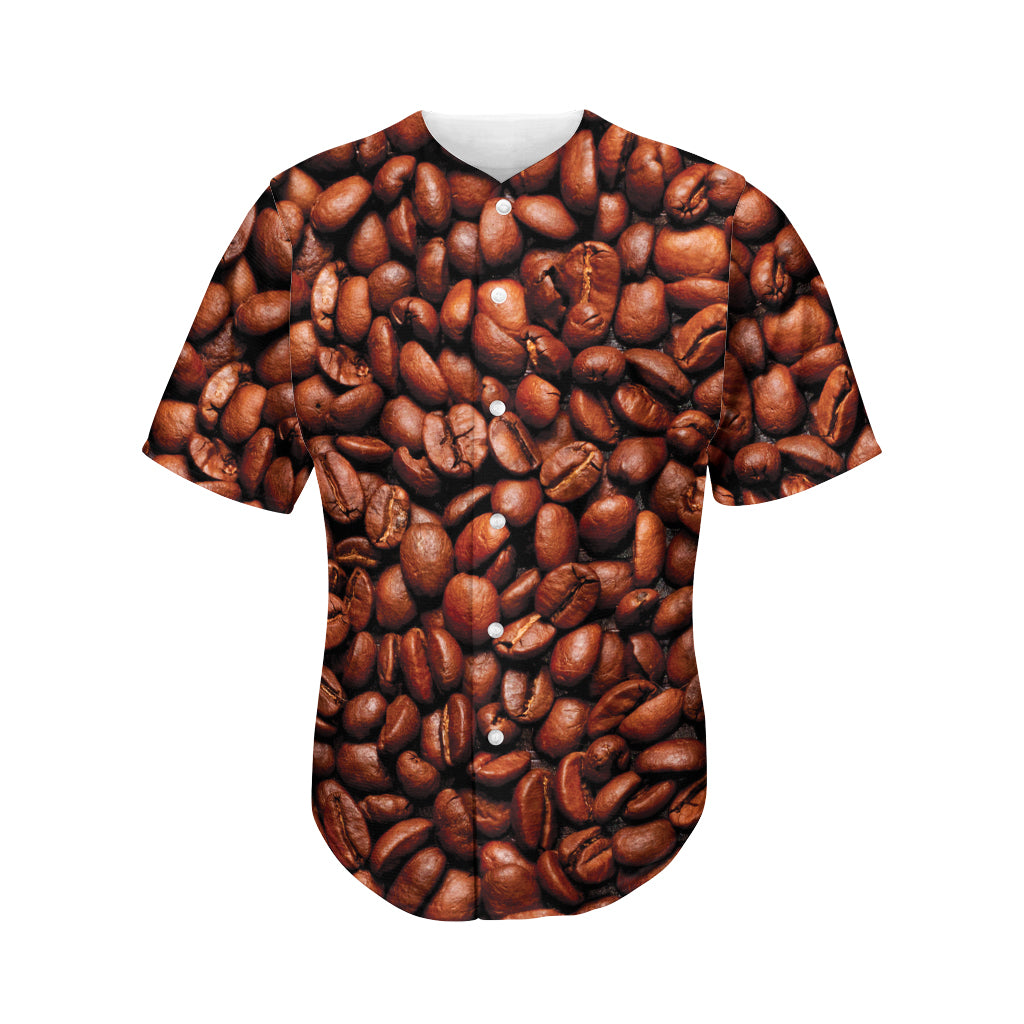 Coffee Beans Print Men's Baseball Jersey