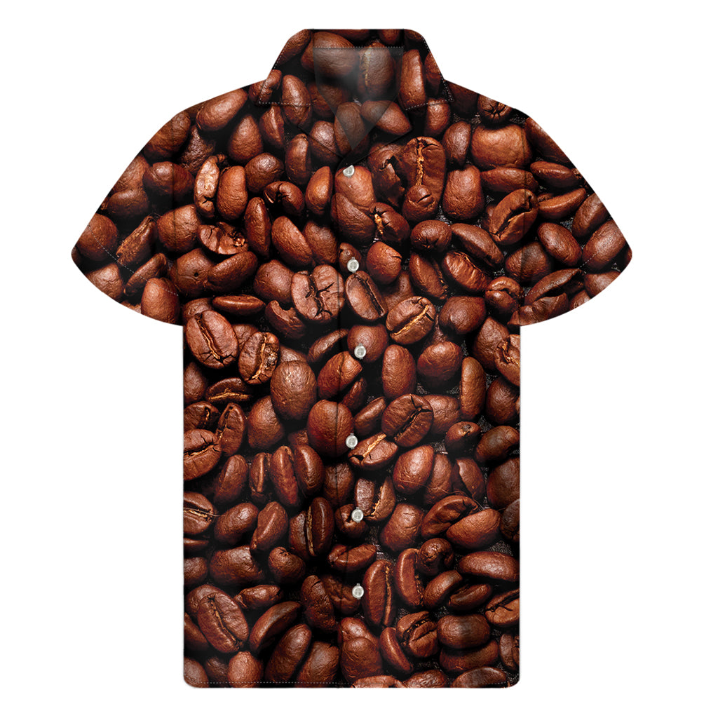 Coffee Beans Print Men's Short Sleeve Shirt