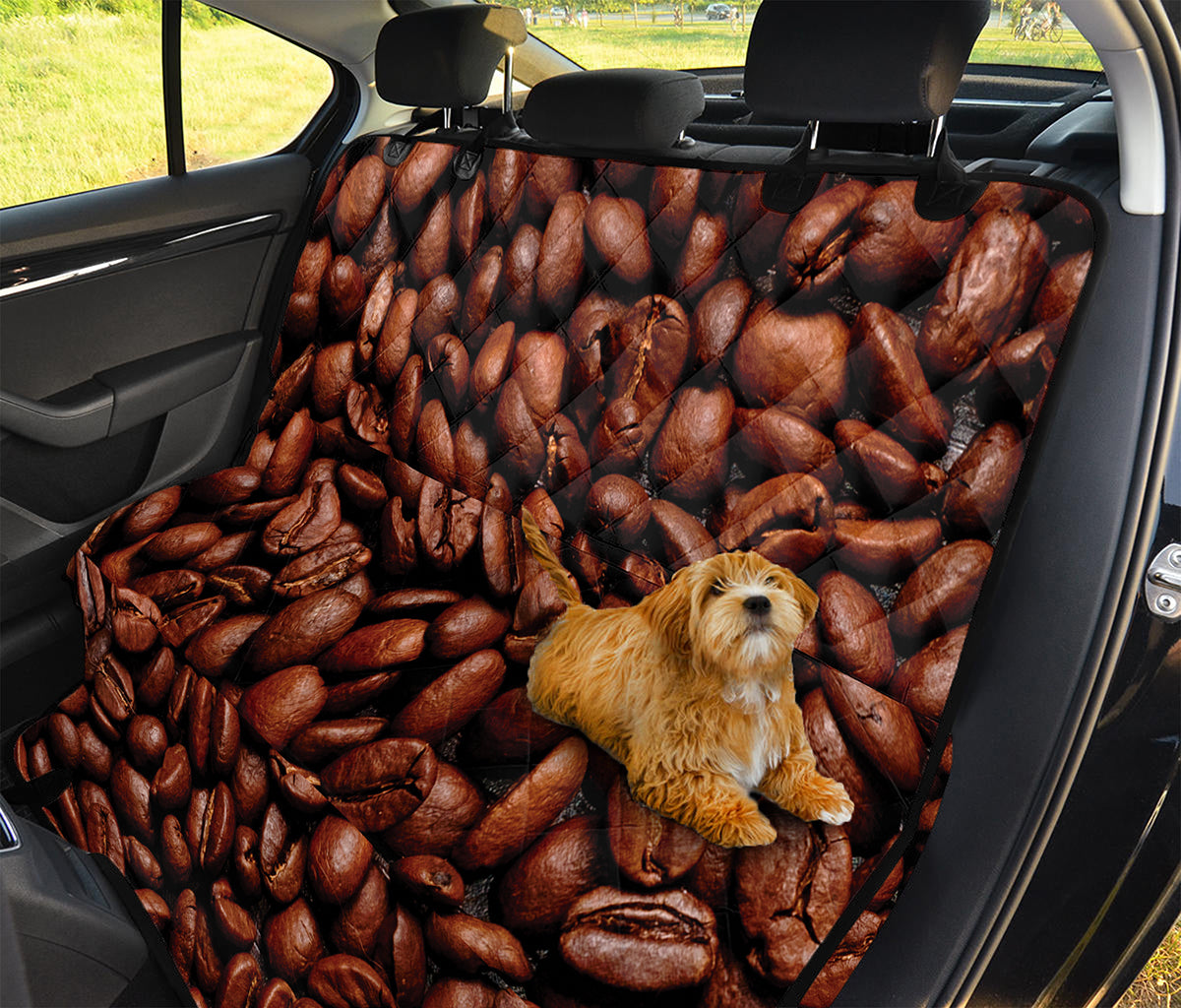 Coffee Beans Print Pet Car Back Seat Cover