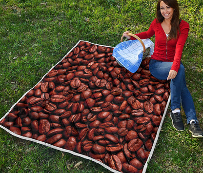 Coffee Beans Print Quilt