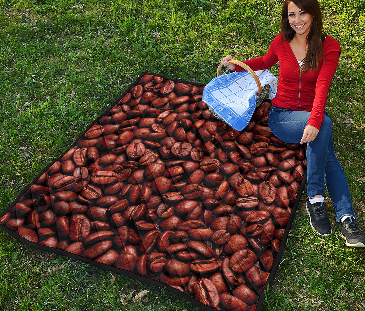 Coffee Beans Print Quilt