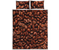 Coffee Beans Print Quilt Bed Set
