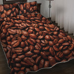 Coffee Beans Print Quilt Bed Set