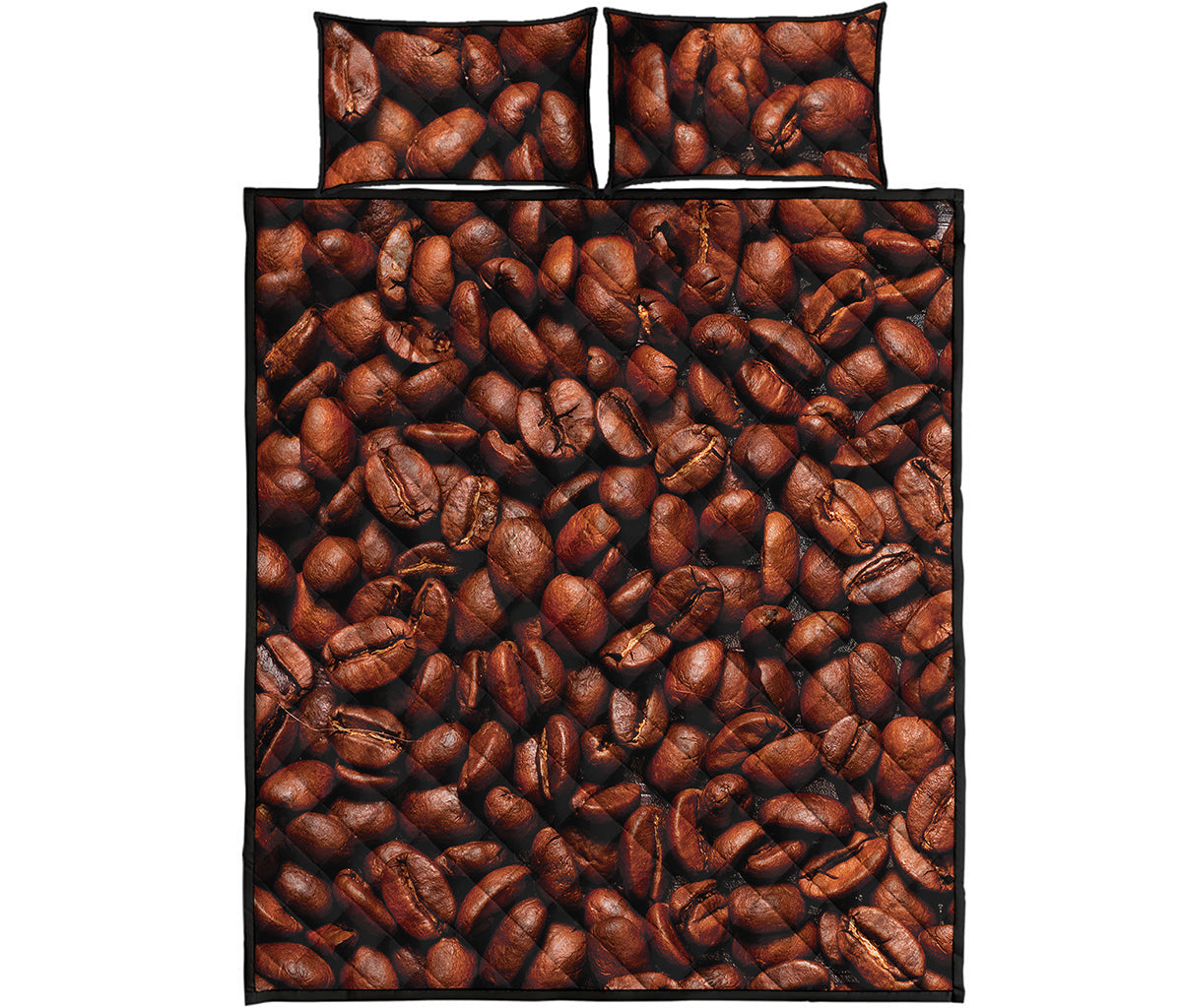 Coffee Beans Print Quilt Bed Set