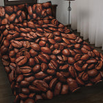 Coffee Beans Print Quilt Bed Set