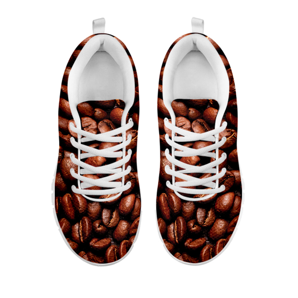 Coffee Beans Print White Sneakers