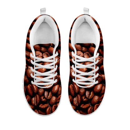 Coffee Beans Print White Sneakers