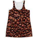 Coffee Beans Print Women's Racerback Tank Top