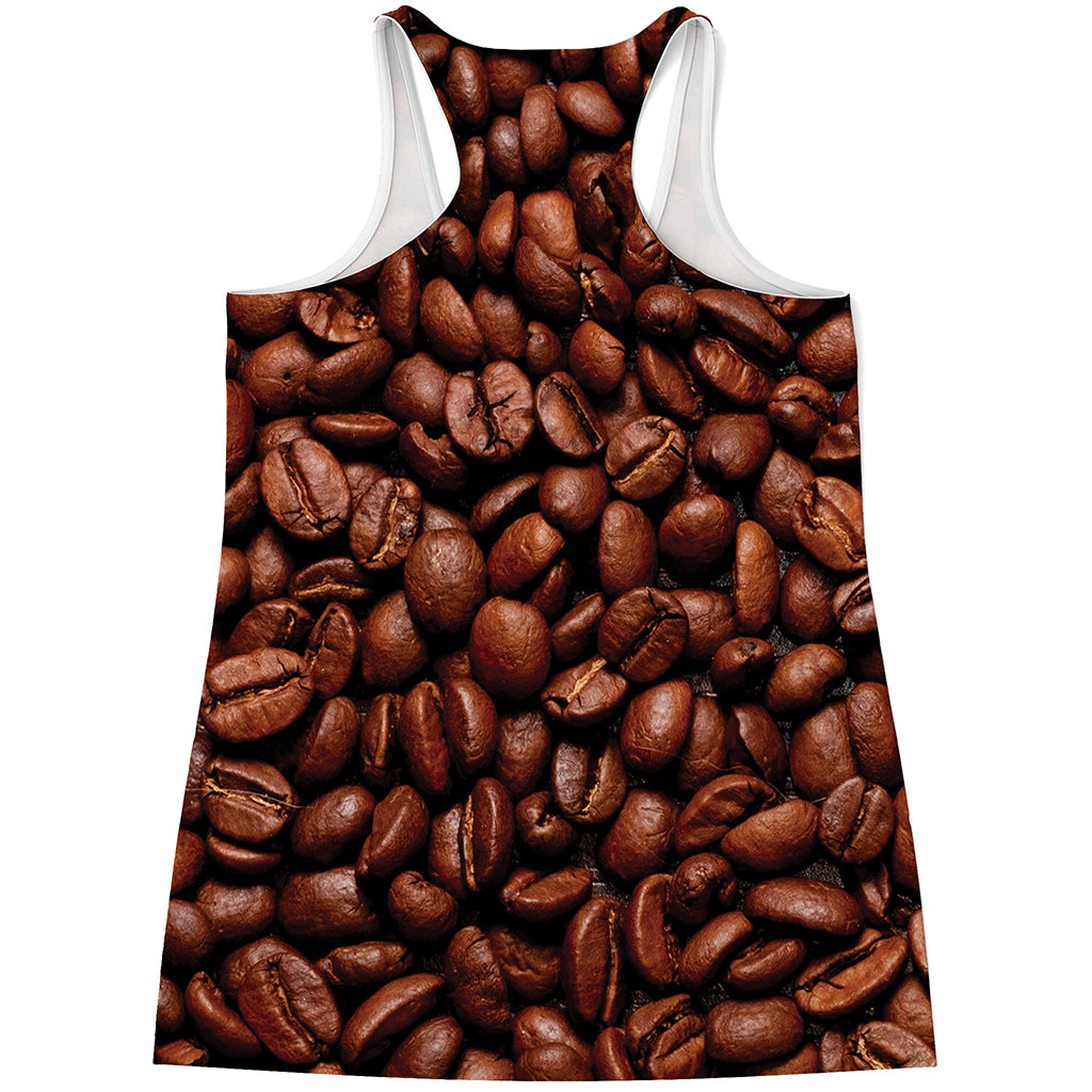 Coffee Beans Print Women's Racerback Tank Top