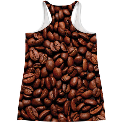 Coffee Beans Print Women's Racerback Tank Top