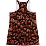 Coffee Beans Print Women's Racerback Tank Top