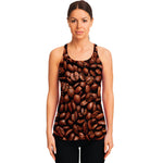Coffee Beans Print Women's Racerback Tank Top