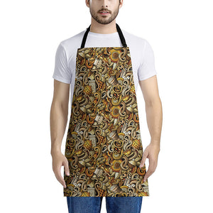 Coffee Drawing Pattern Print Apron