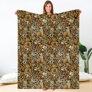 Coffee Drawing Pattern Print Blanket