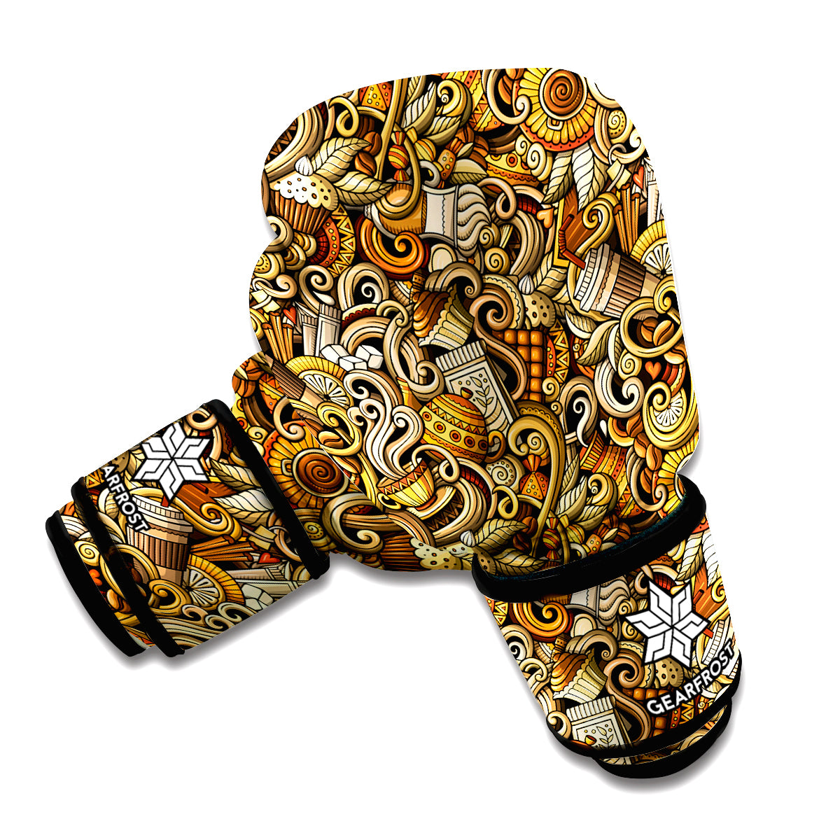 Coffee Drawing Pattern Print Boxing Gloves