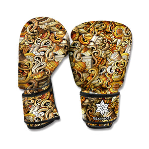 Coffee Drawing Pattern Print Boxing Gloves