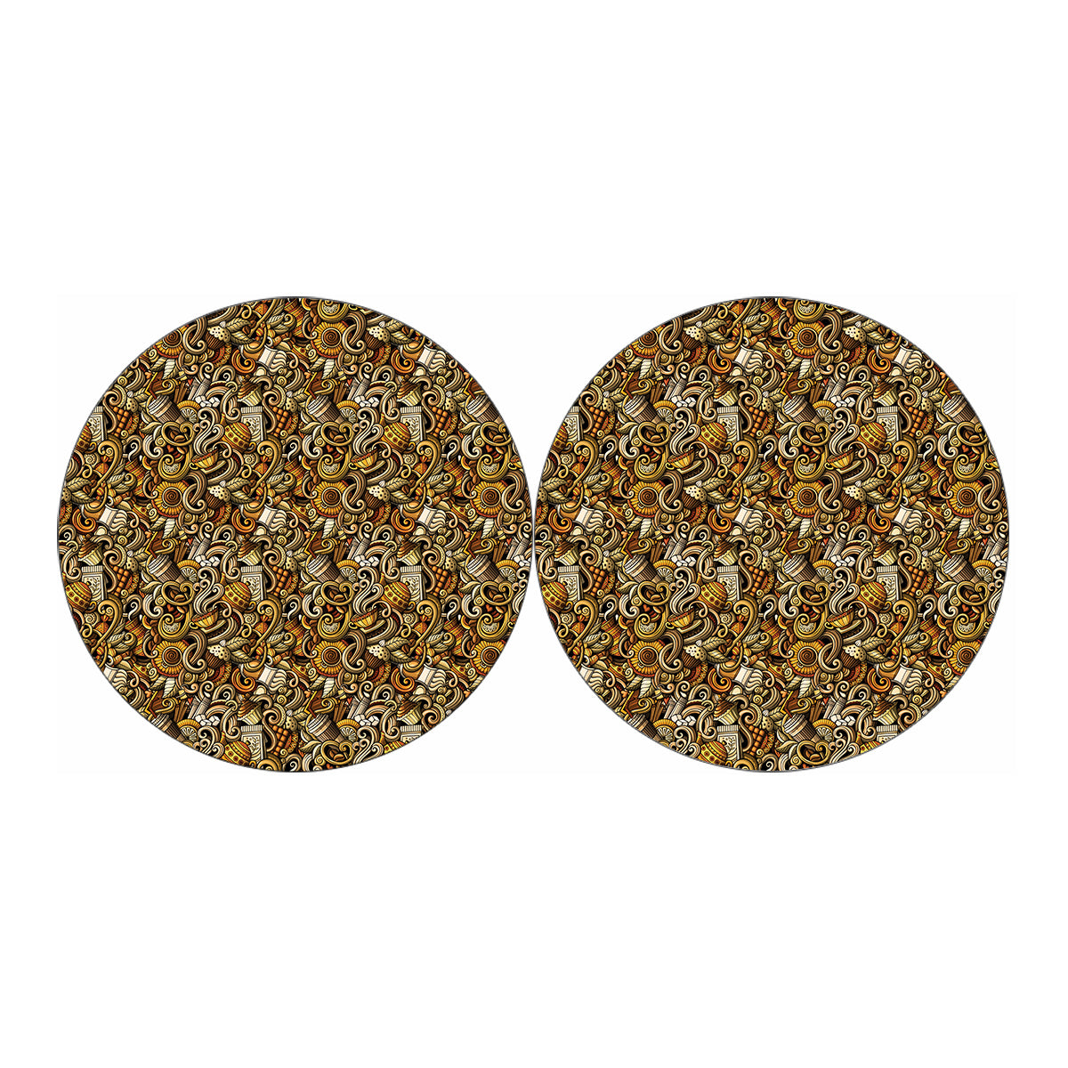 Coffee Drawing Pattern Print Car Coasters